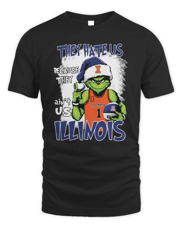 Official They Hate Us Because Ain’t Grinch Illinois Fighting Illini Basketball Christmas Shirt Black