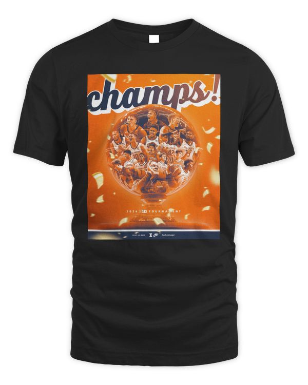 Illinois Fighting Illini 2024 Big 10 Men's Basketball Tournament Champions Tee Poster