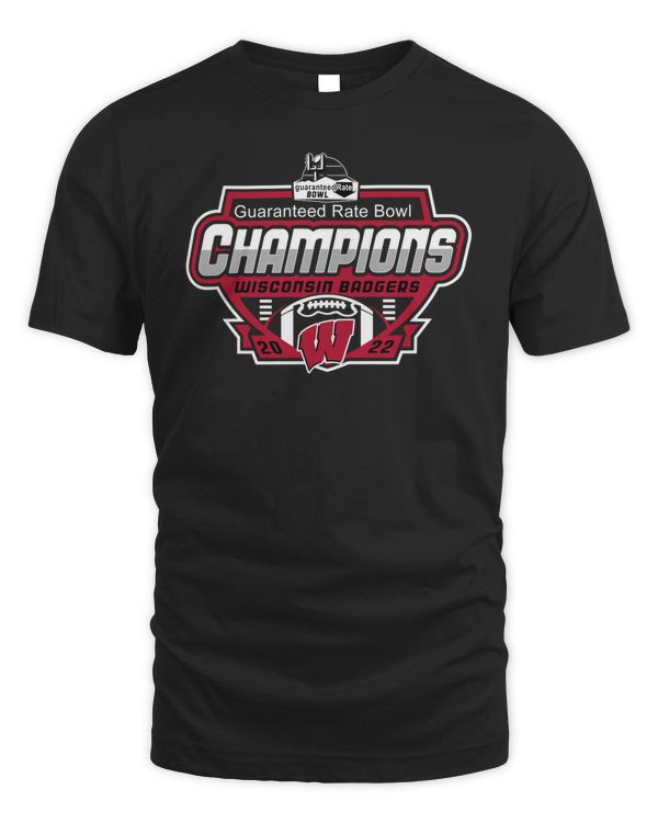 Wisconsin Badgers Guaranteed Rate Bowl Champions Shield 2022 T-Shirt