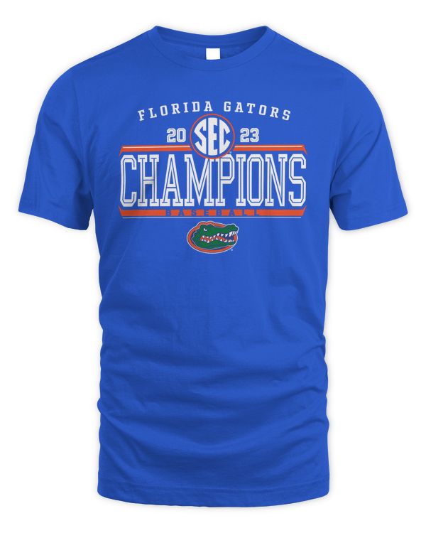 Florida Gators 2023 SEC Baseball Regular Season Champions Logo Tee Blue