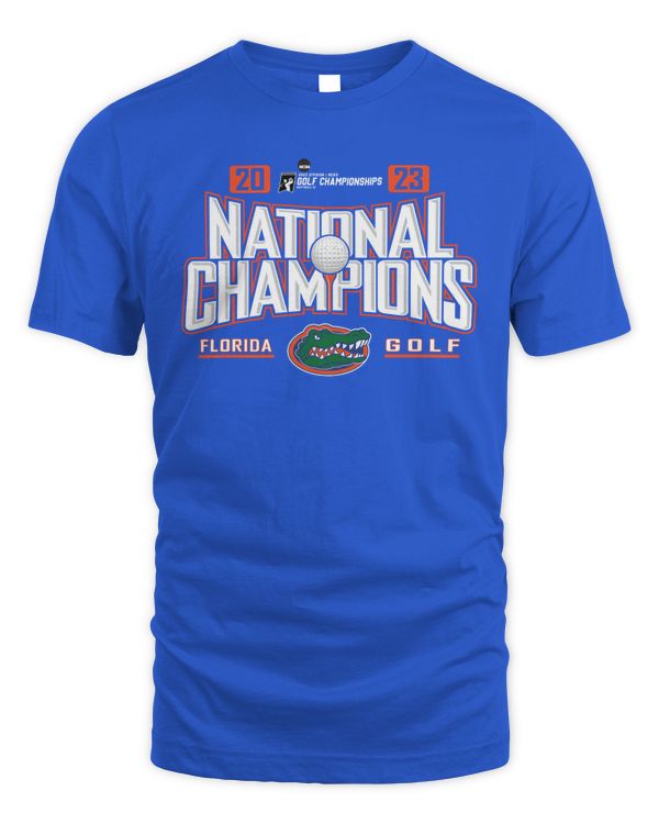 Florida Gators Blue 84 2023 NCAA Men's Golf National Champions Logo Royal Tee