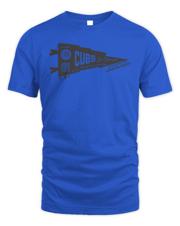 Chicago Cubs 2023 MLB World Tour London Series Pennant Tee Shirt Royal