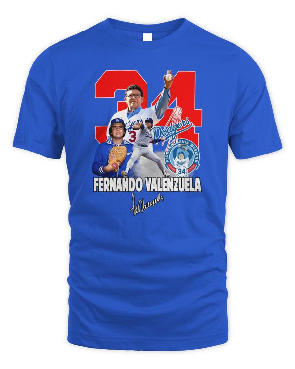 Los Angeles Dodgers Fernando Valenzuela #34 Fernandomania Weekend Signature Unisex T-Shirt