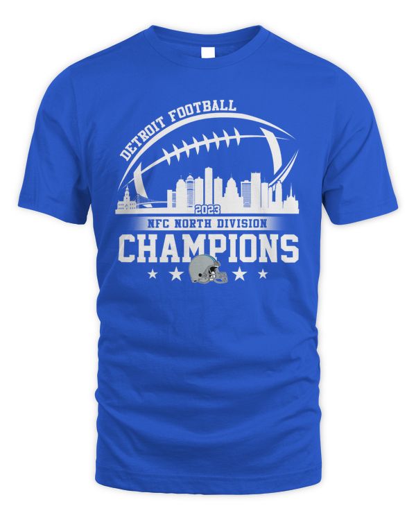 Detroit Football Skyline 2023 NFC North Champions Helmet Shirt
