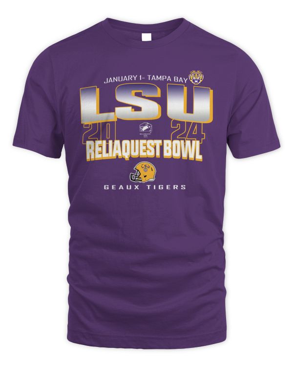 Lsu Tigers Purple 2023 Reliaquest Bowl Jan 1 Tampa Bay Logo Shirt Purple