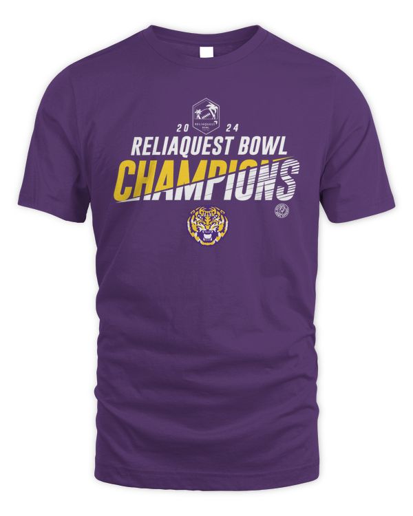 LSU Tigers 2024 ReliaQuest Bowl Champions Logo Shirt Purple
