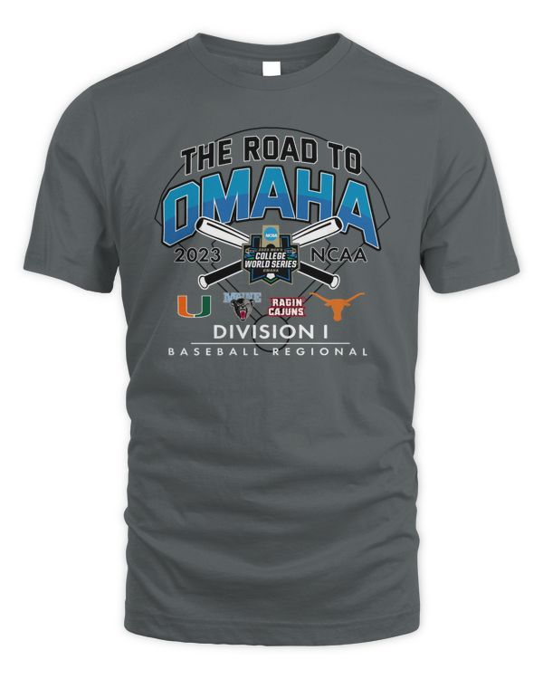 Event1 Team Store 2023 Ncaa Division I Baseball Regional Miami (FL) The Road To Omaha 4 Teams Tee Black
