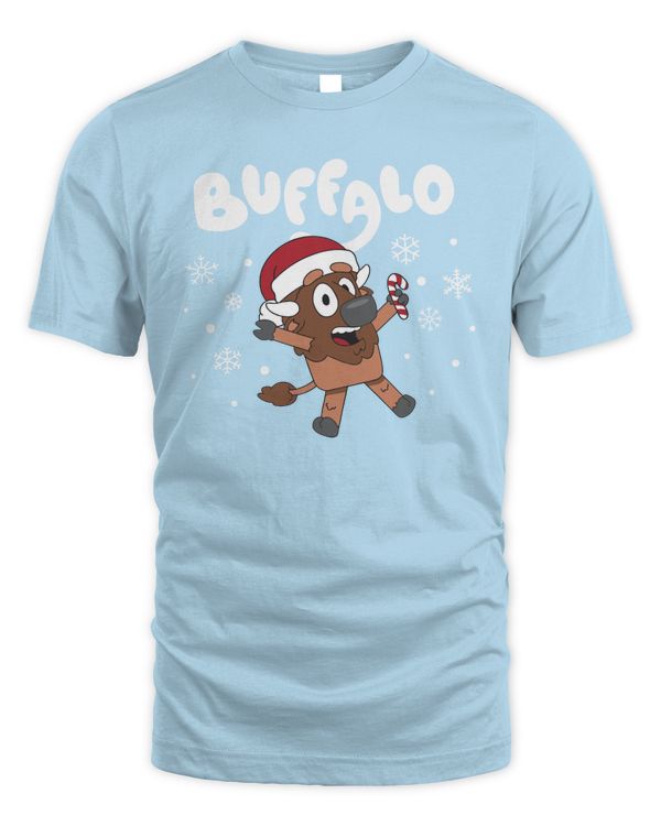 Buffaloey Holiday Edition Christmas Mascot Tee Blue