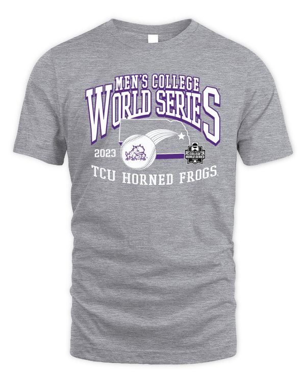 Gray TCU Horned Frogs 2023 NCAA Division I Men's Baseball College World Series T-Shirt