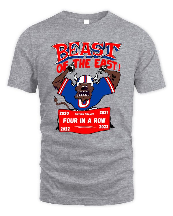 Buffalo Football Beast of the East Four In A Row Tee Gray