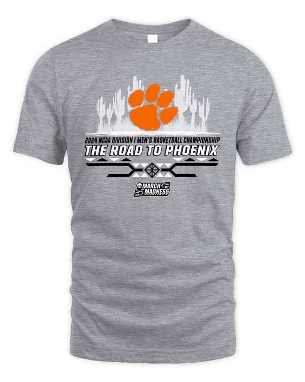 Clemson Tigers Team 2024 Ncaa Division I Men's Basketball Champion The Road To Phoenix March Madness Tee