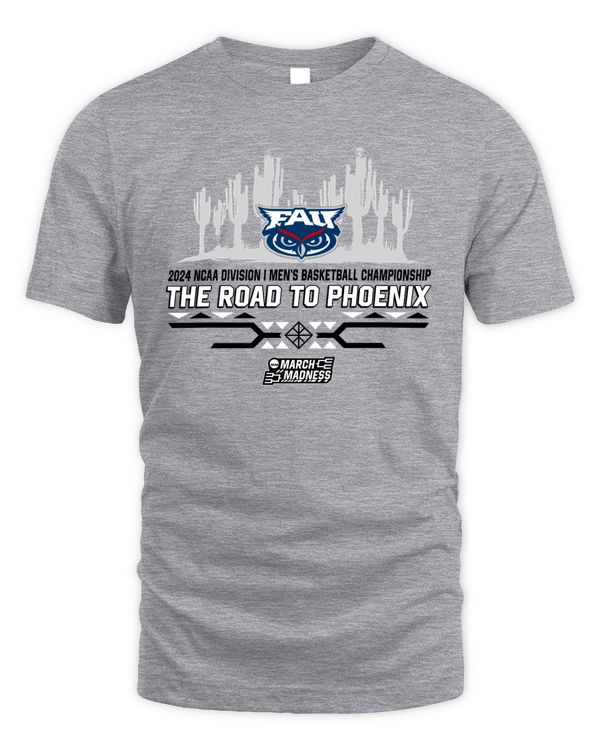 Florida Atlantic Owls Team 2024 Ncaa Division I Men's Basketball Champion The Road To Phoenix March Madness Tee