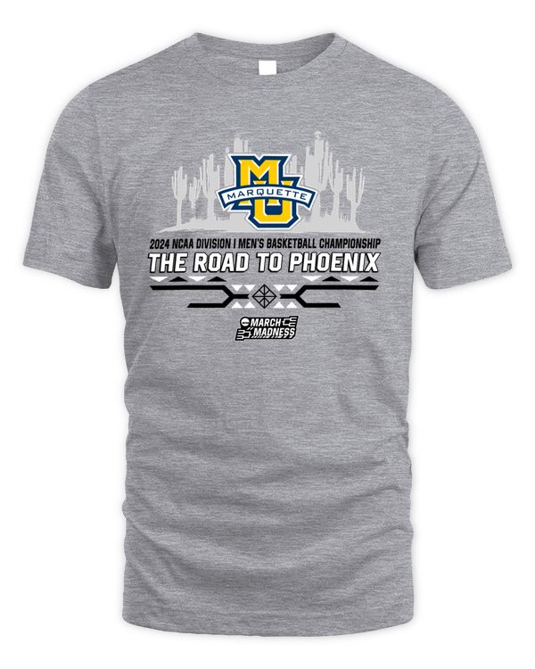 Marquette Golden Eagles Team 2024 Ncaa Division I Men's Basketball Champion The Road To Phoenix March Madness Tee