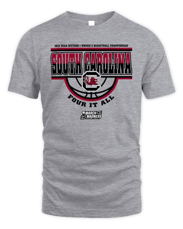 South Carolina Team 2024 Ncaa Division I Women's Basketball Champion Four It All March Madness Tee