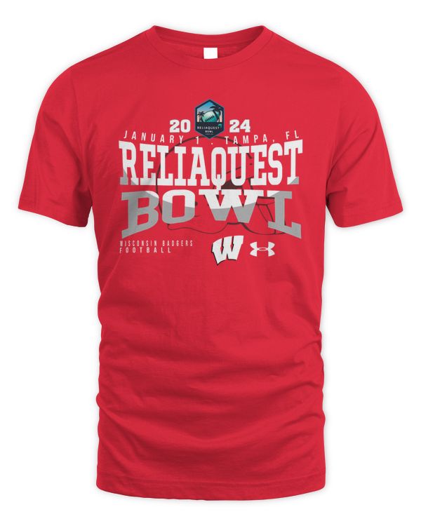 2024 ReliaQuest Bowl Merch Wisconsin Badgers Football Jan. 1 Tampa, Fl T-shirt Red