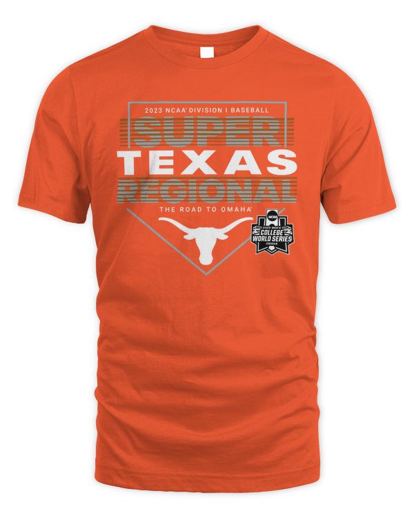 Event1 Team Store Texas Longhorns 2023 Ncaa Division I Baseball Super Regional Stanford, Ca The Road To Omaha Tee
