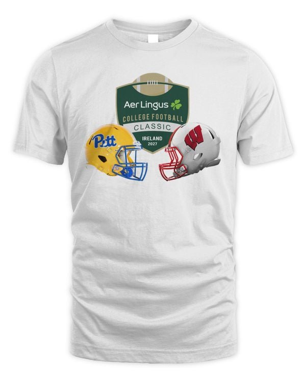 Official Pitt Panthers vs Wisconsin Badgers 2027 College Football Classic Ireland Shirt White