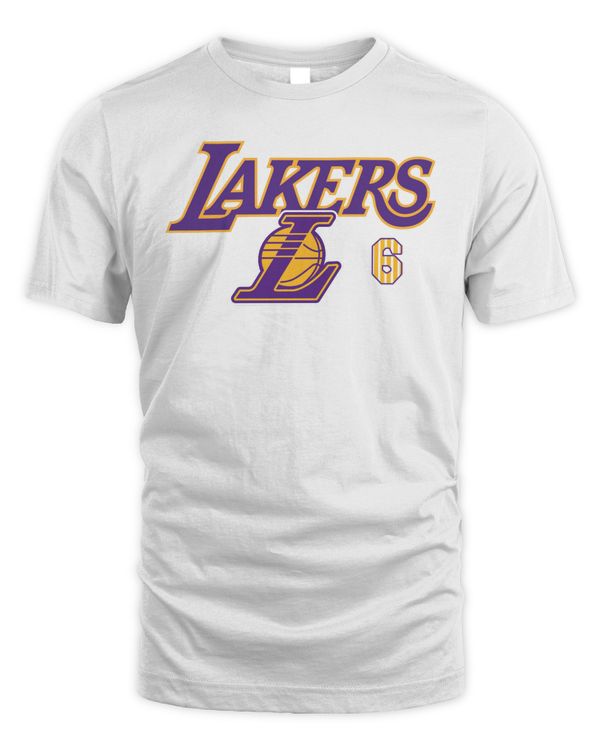 Lebron James #6 Los Angeles Lakers Name & Number Shirt White