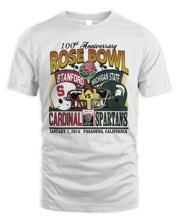 2014 Stanford Vs Michigan State Rose Bowl Graphic T-Shirt White