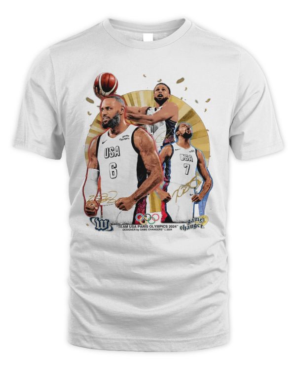 2024 Team Usa Paris Olympics Gold Lebron James X Stephen Curry X Kevin Durant Tee