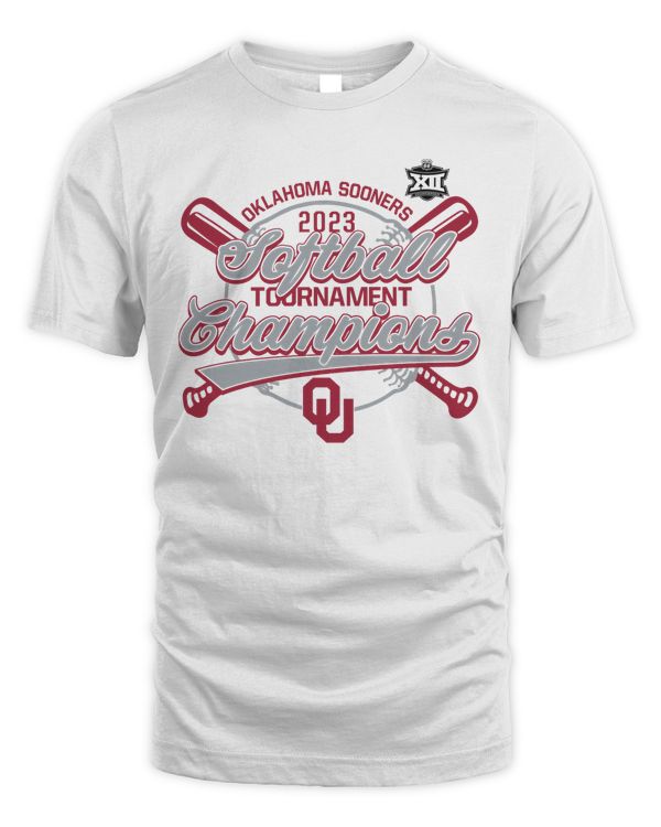 White Oklahoma Sooners Fanatics Branded 2023 NCAA Big 12 Softball Conference Tournament Champions Logo Shirt