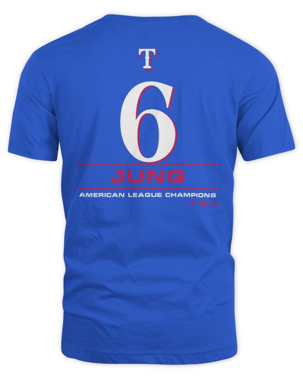 Josh Jung #6 Texas Rangers 2023 American League Champions Player Name & Number Shirt