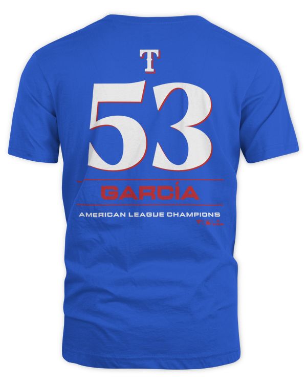 Adolis Garcia #53 Texas Rangers 2023 American League Champions Player Name & Number Shirt