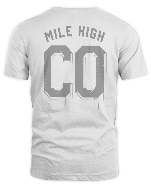 Colorado Rockies White Mile High Hometown Logo Tee Shirt