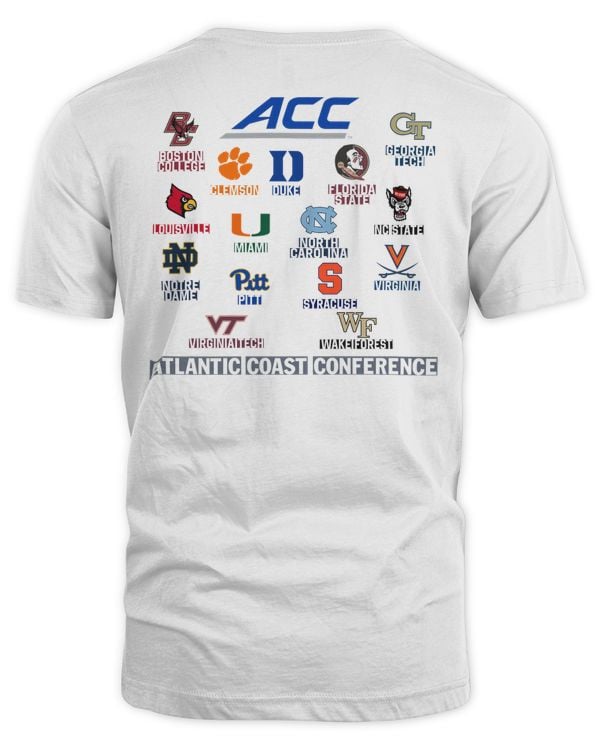 Event 1 Store Atlantic Coast Conference ACC Gen White All Teams Logo 2023 Shirt